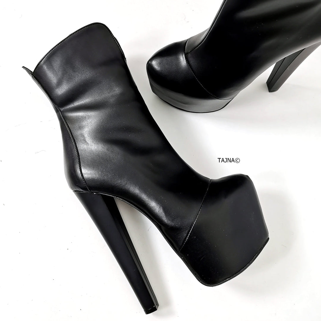 Black Classic Hidden Platform Boots - Tajna Club