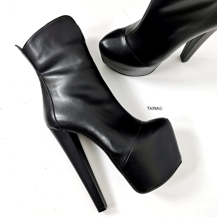 Black Classic Hidden Platform Boots - Tajna Club