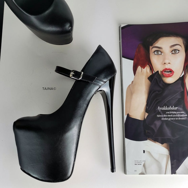 Black Mary Jane Hidden Platform Pumps - Tajna Club