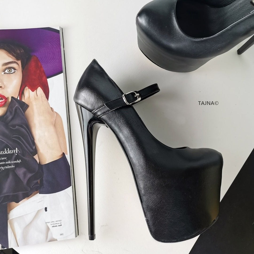 Black Mary Jane Hidden Platform Pumps - Tajna Club