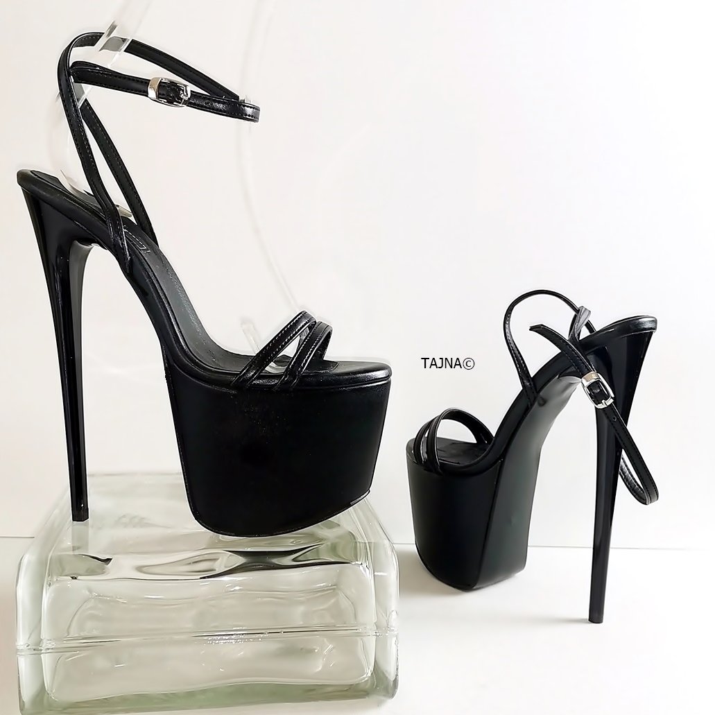 Black Pencil Heel Platform Sandals - Tajna Club