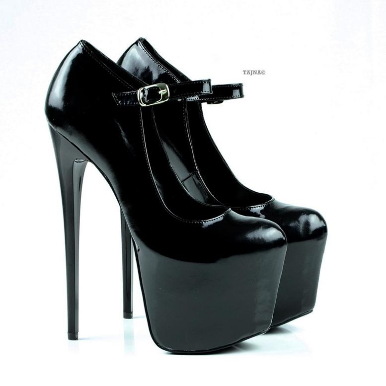 Black Patent Modern Mary Jane Platforms - Tajna Club
