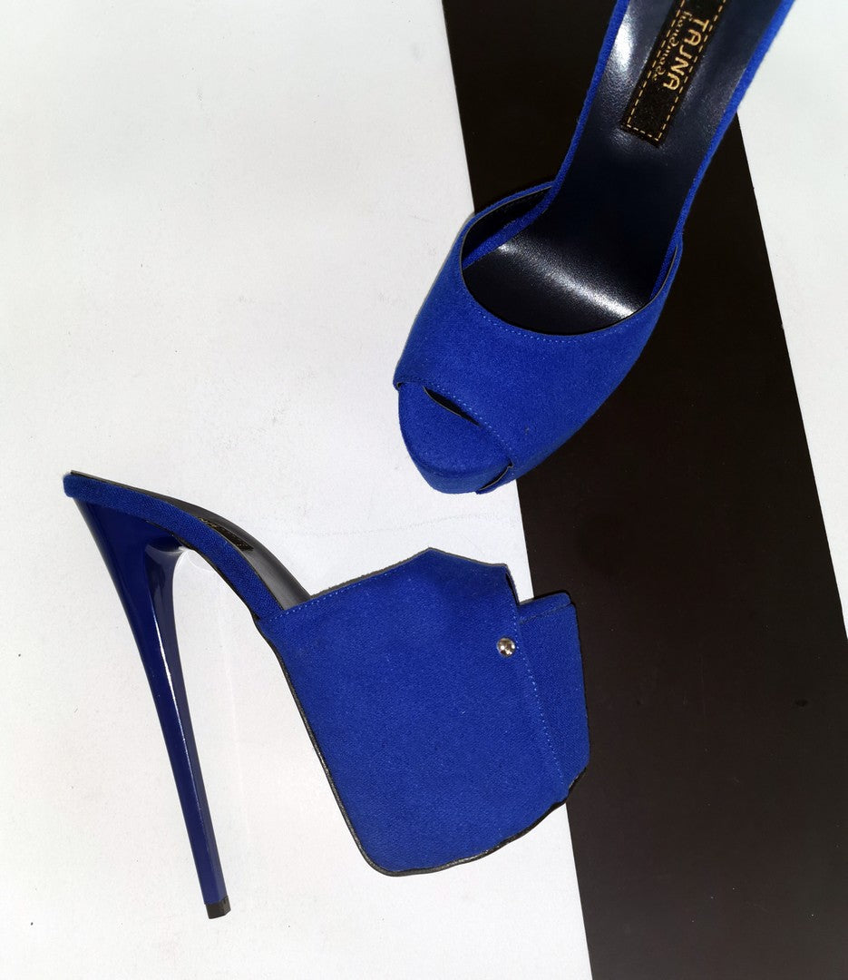 Cobalt Blue Platform Mules