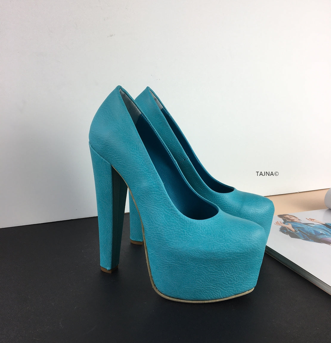 Blue thick heels clearance
