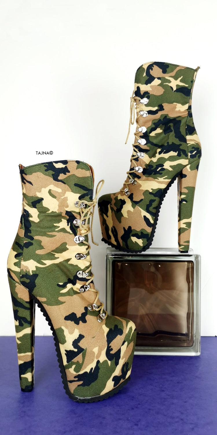 Camouflage Lace up Military Styler Boots - Tajna Club