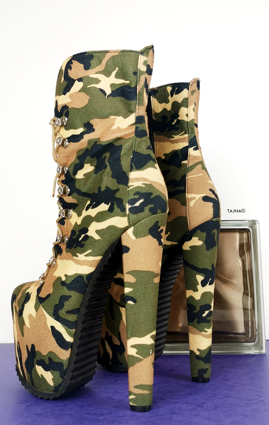 Camouflage Lace up Military Styler Boots - Tajna Club