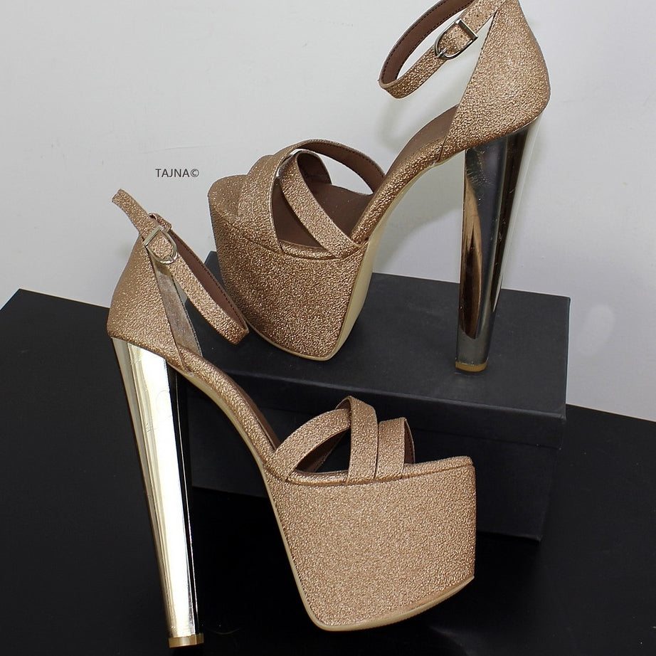 Copper Ankle Multi Strap Platform Heels - Tajna Club