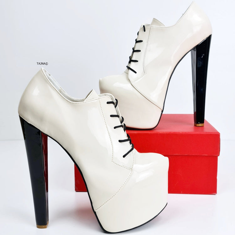Nude Cream Gloss Oxford Thick Heels