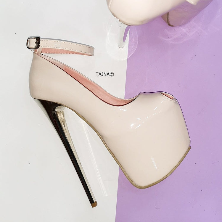 Nude Patent Fishmouth High Heels - Tajna Club