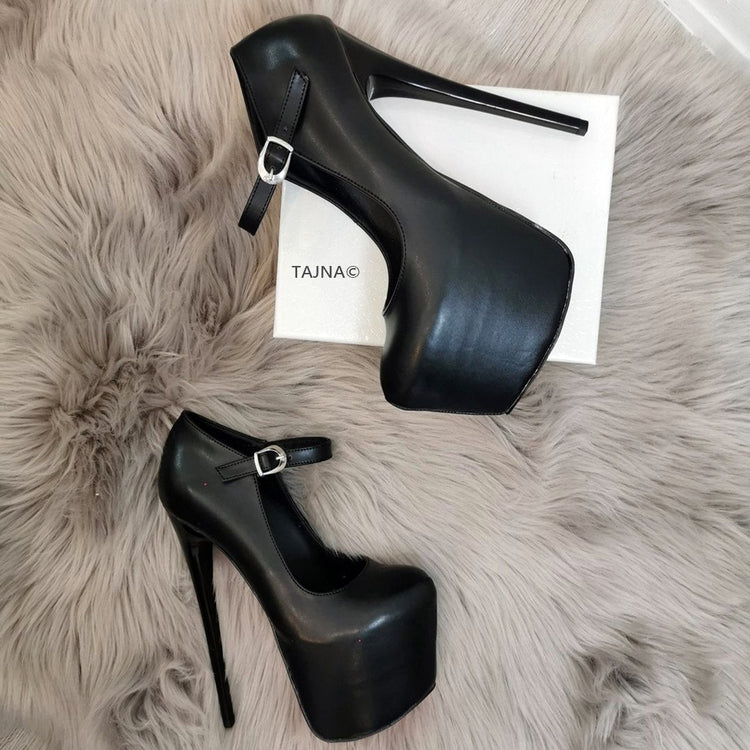 Modern Mary Jane Black Matte Platform - Tajna Club