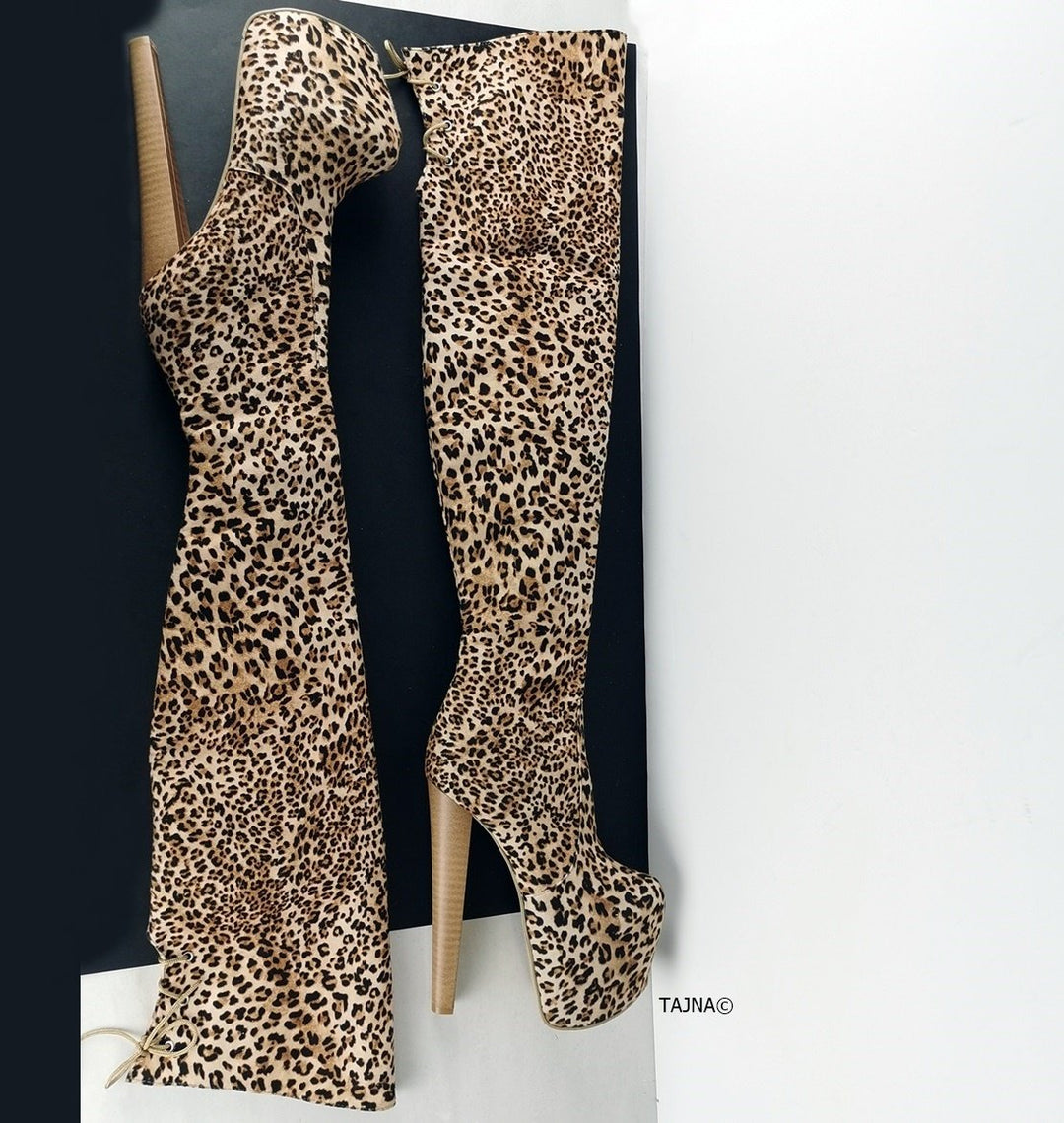 Leopard Over The Knee Boots - Tajna Club