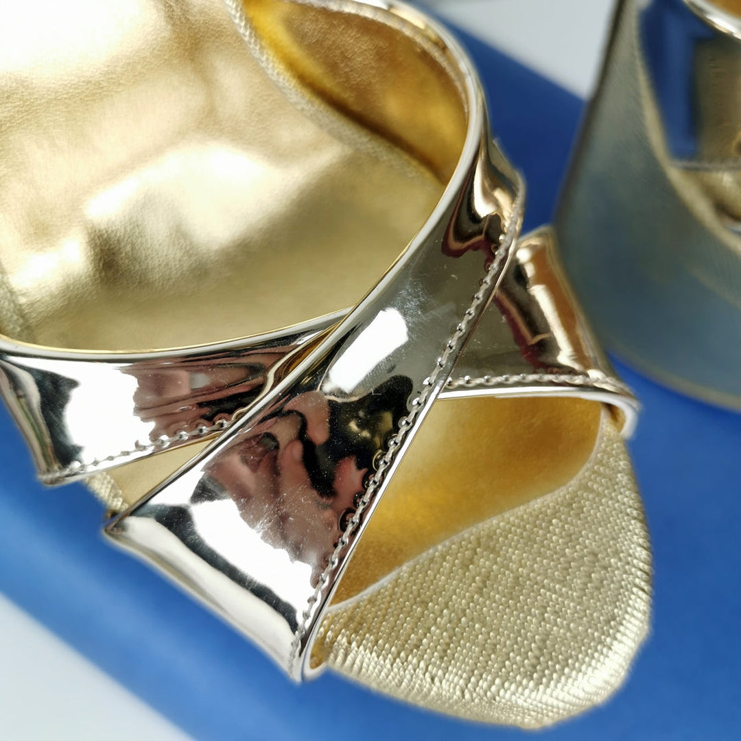 Gold Mirror High Heel Mules - Tajna Club