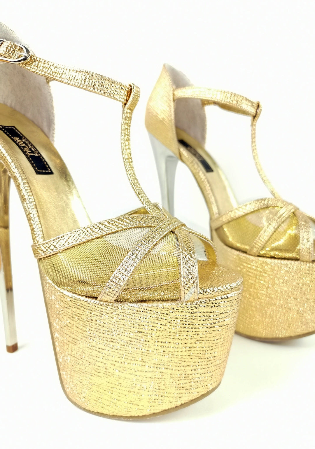 Romantic T-Strap Golden Heels - Tajna Club