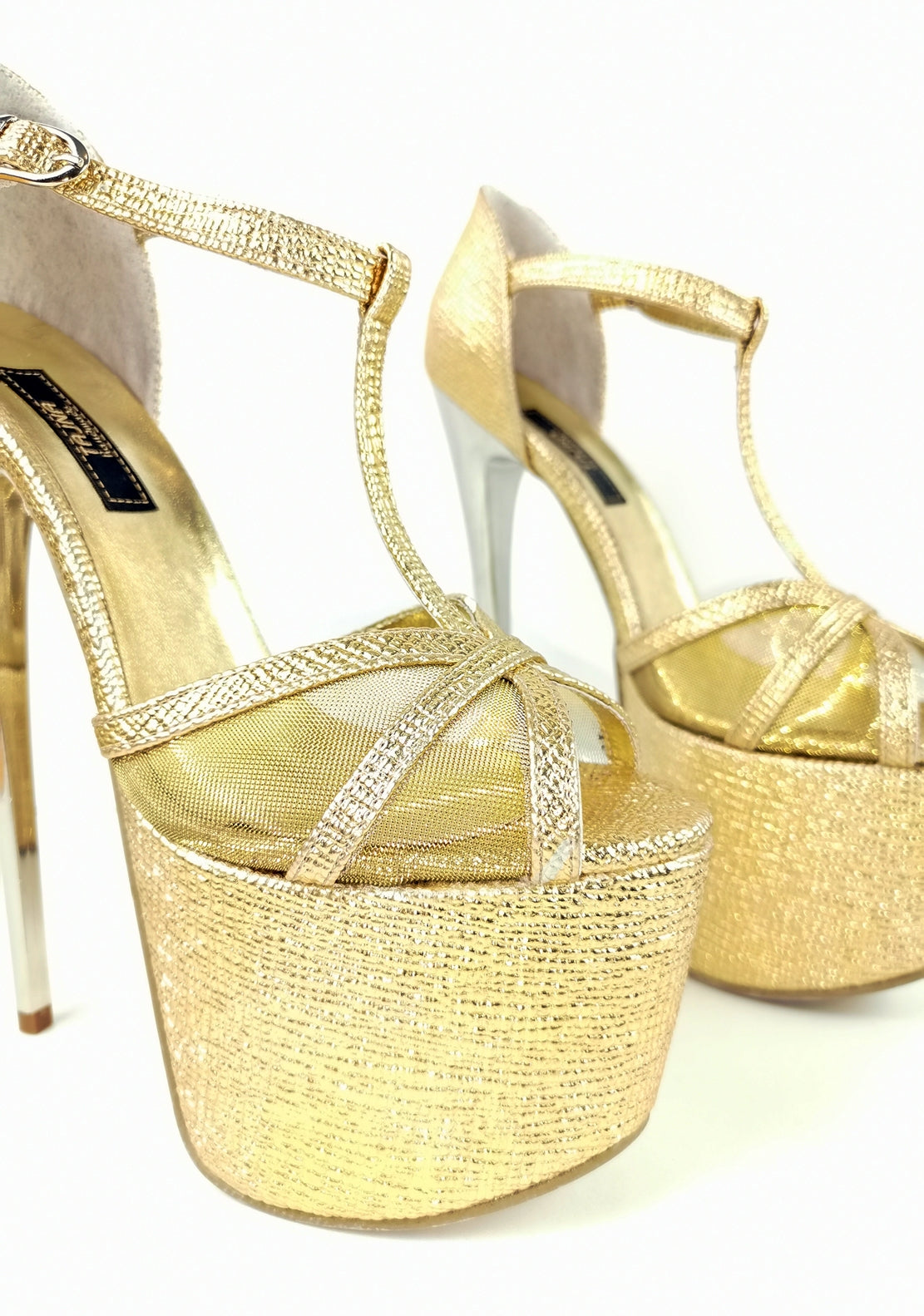 Romantic T-Strap Golden Heels - Tajna Club
