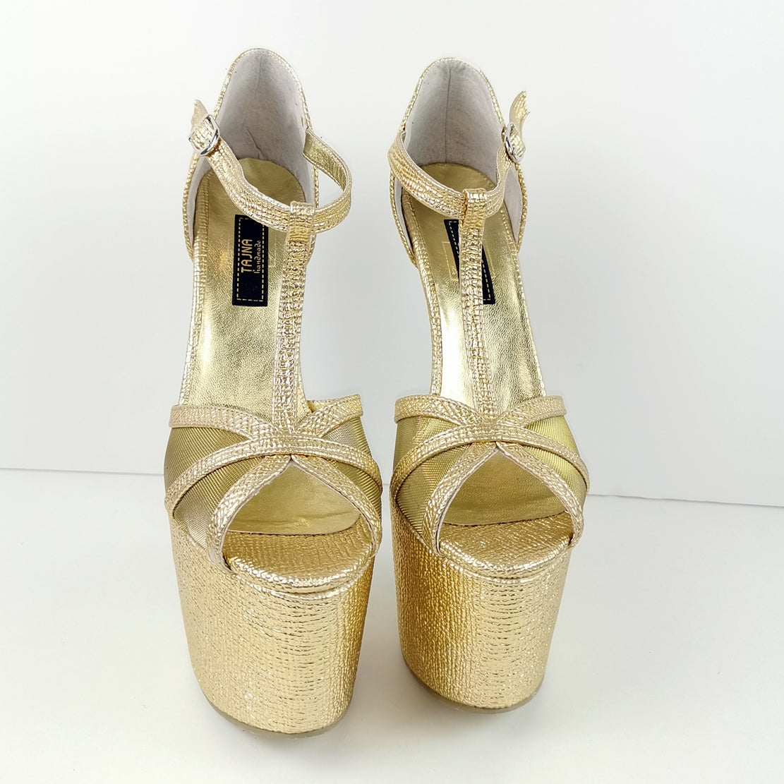 Romantic T-Strap Golden Heels - Tajna Club