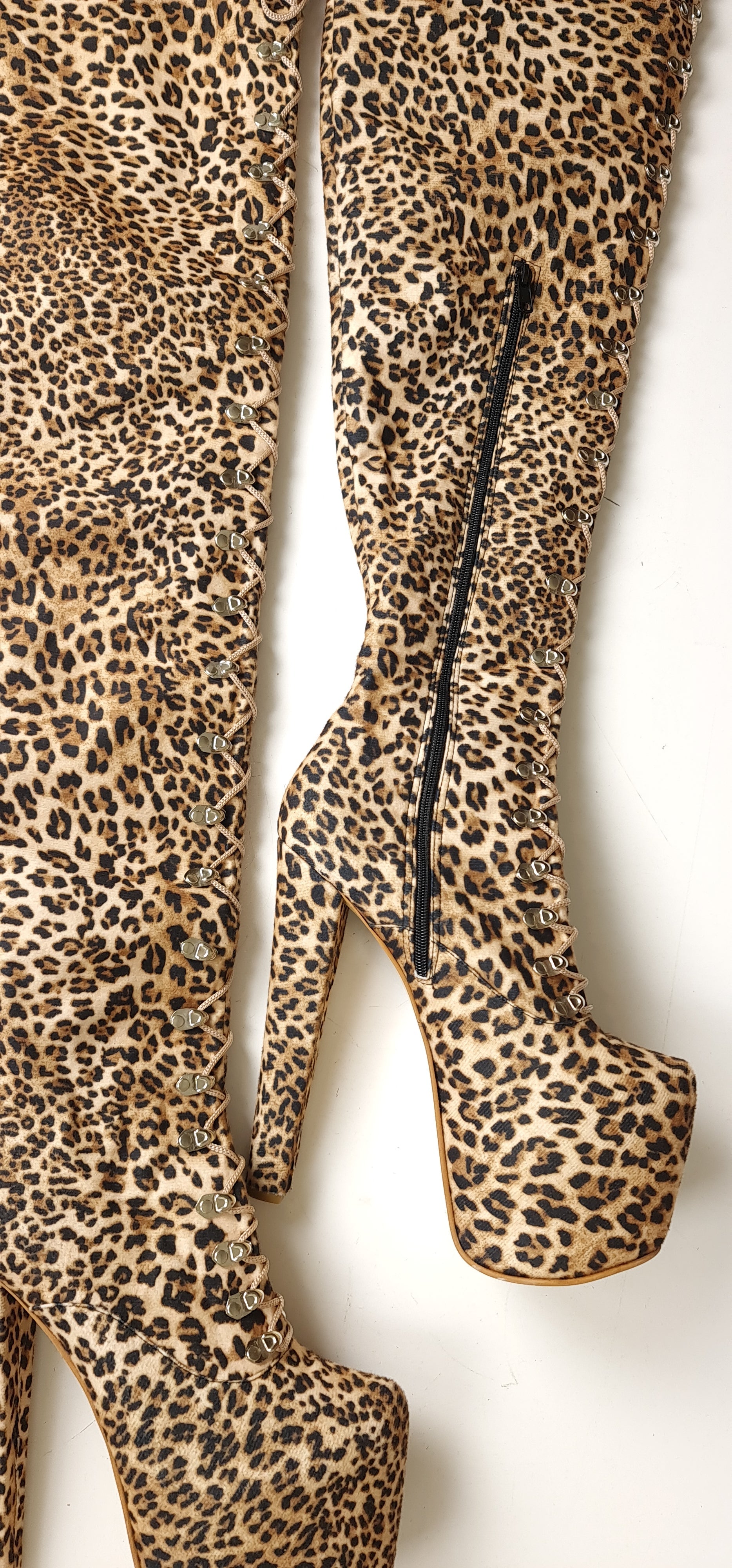 Leopard Extreme Thigh High Military Style Boots 90 cm