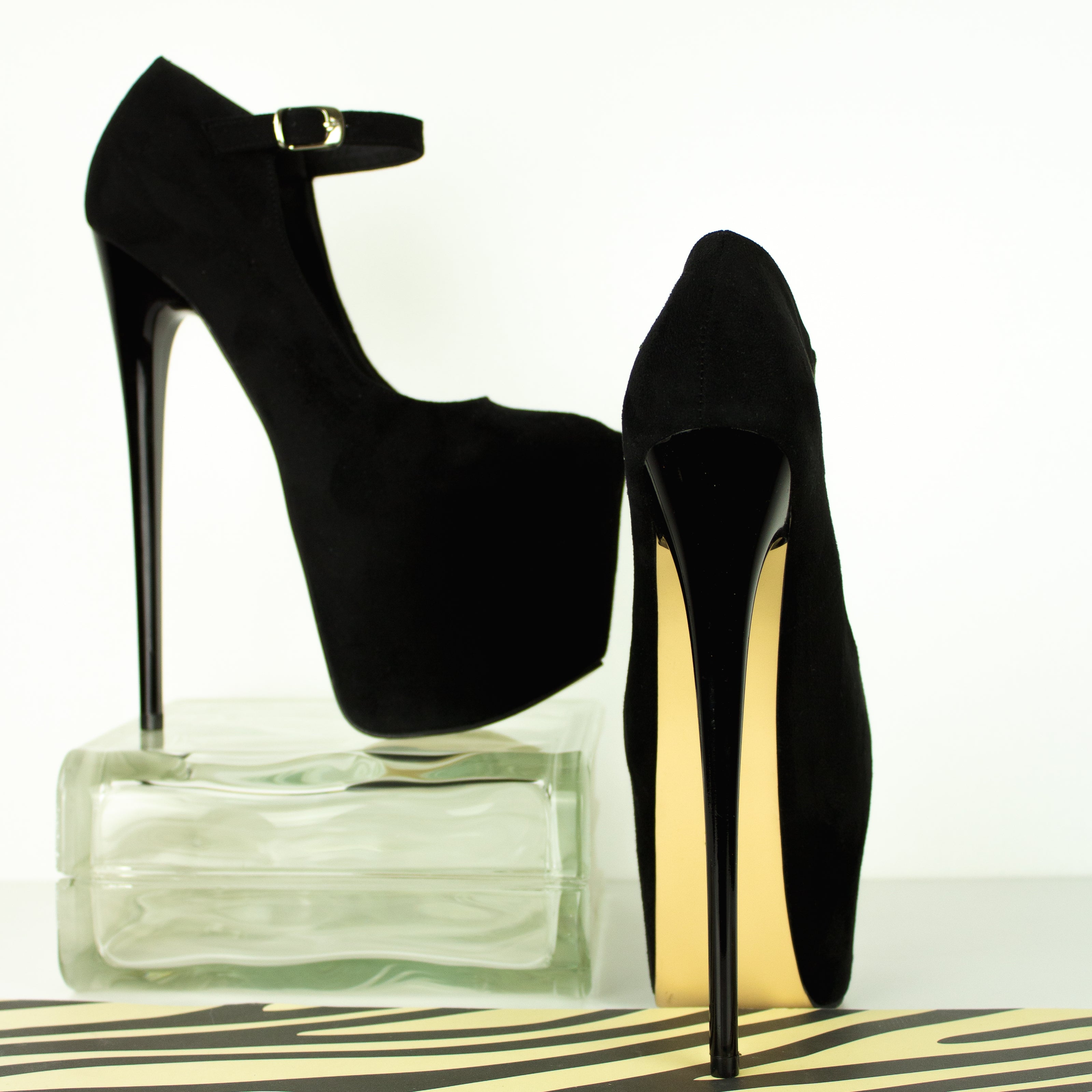 Black Suede Mary jane Suede High Heels Tajna Club Shoes