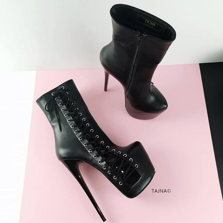Black Corset Style Platform Boots - Tajna Club