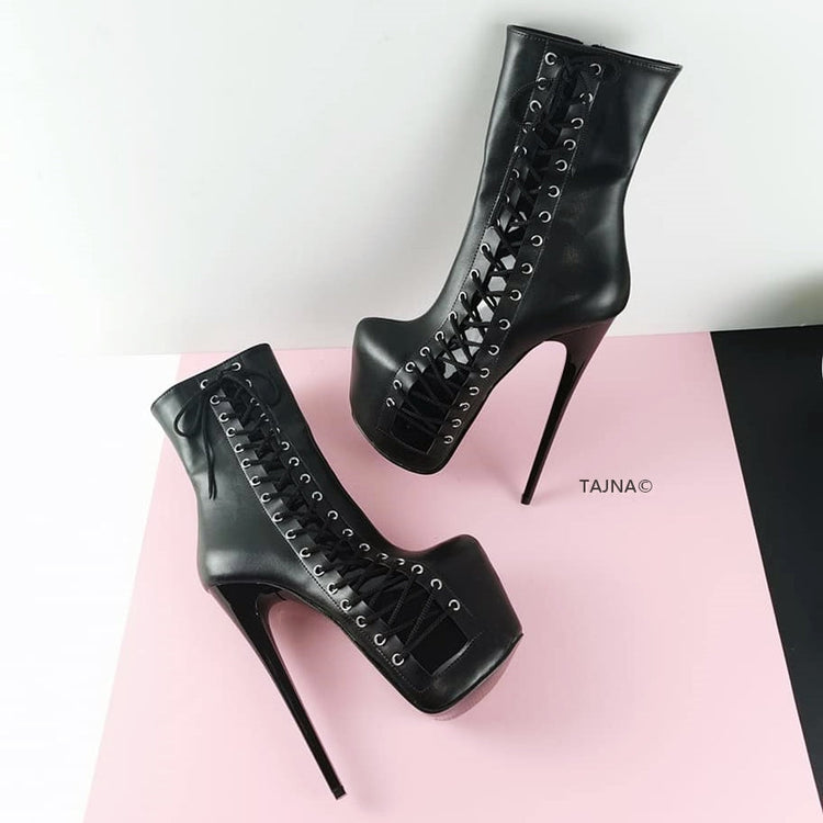Black Corset Style Platform Boots - Tajna Club