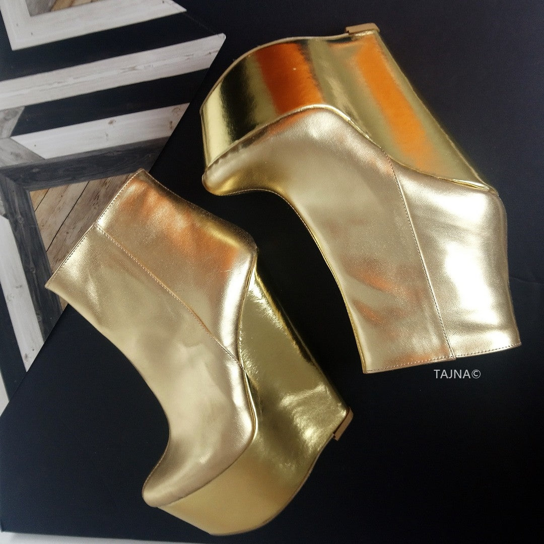 Gold wedge boots new arrivals