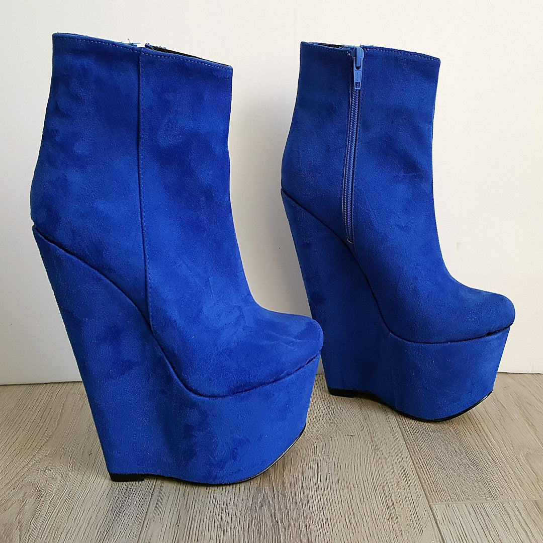 Parlament Blue Ankle 17 cm Heel Wedge Booties - Tajna Club