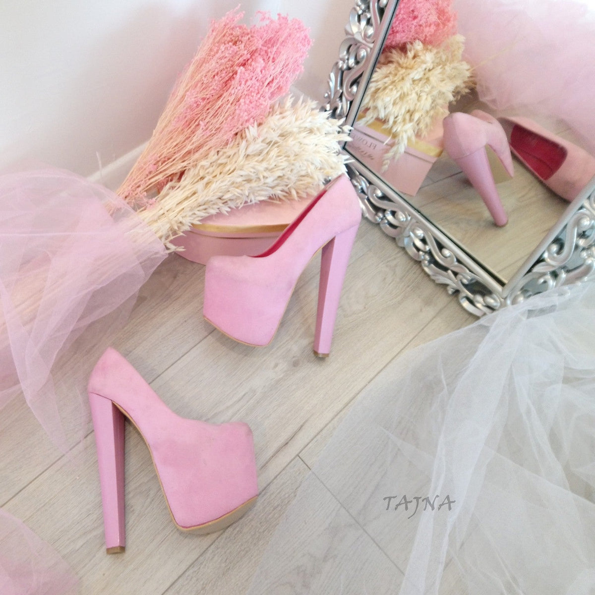 Light pink suede heels clearance