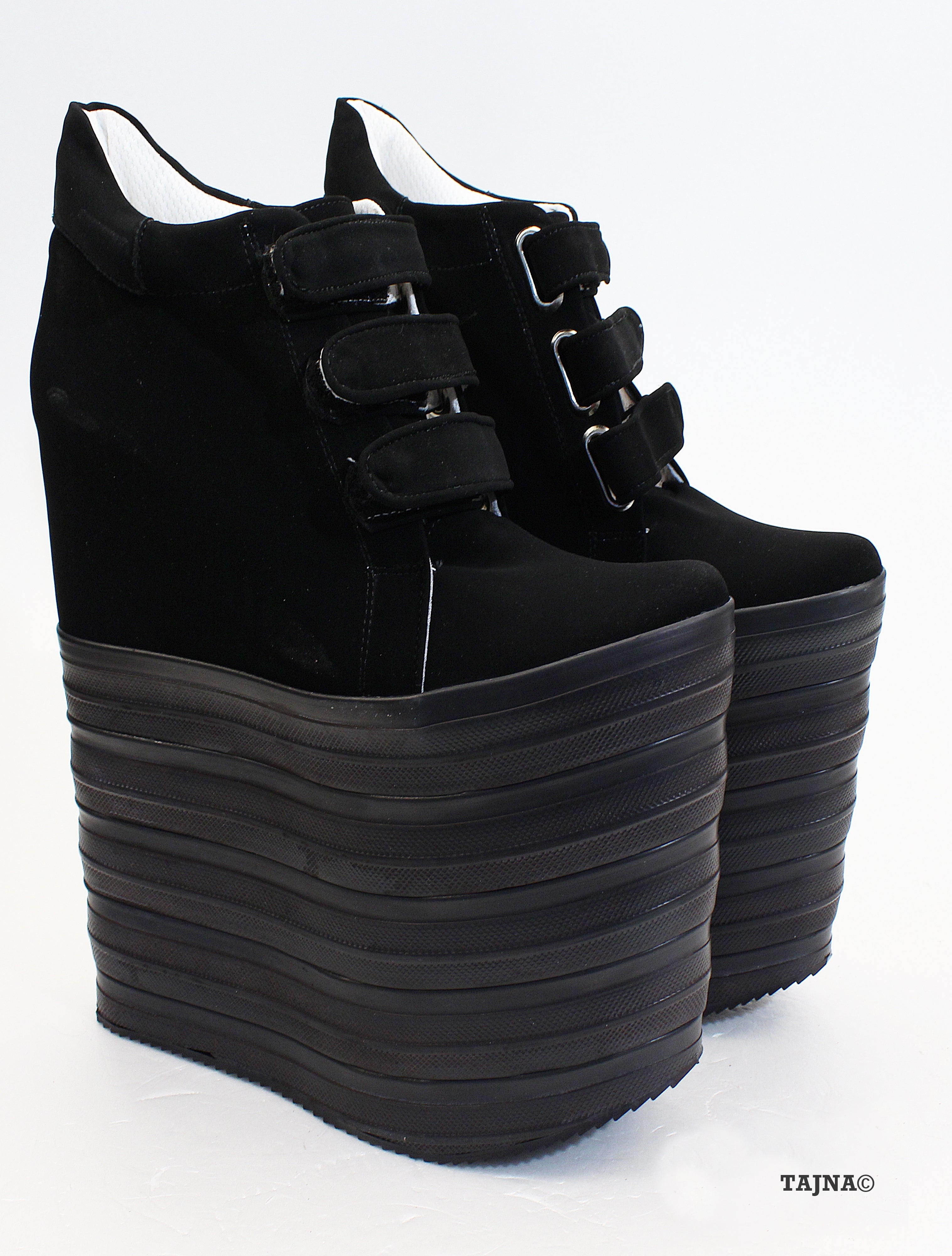 Black Sport Style 18-22 cm Platform Wedge Shoes - Tajna Club