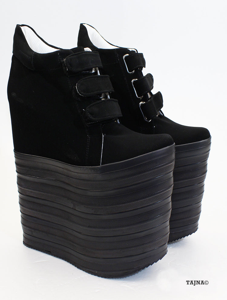 Black Sport Style 18-22 cm Platform Wedge Shoes - Tajna Club