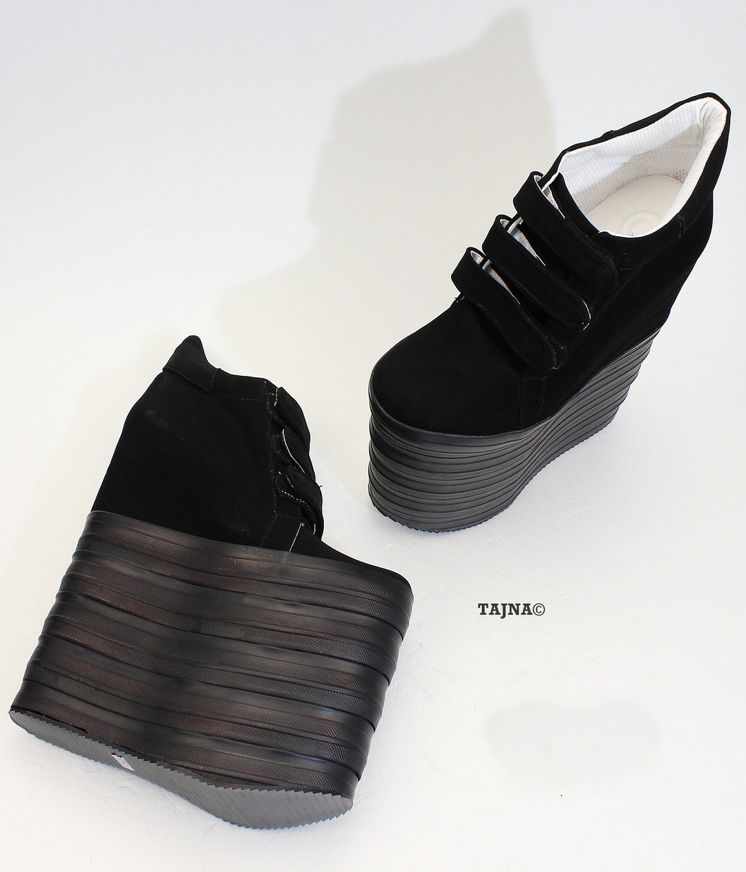 Black Sport Style 18-22 cm Platform Wedge Shoes - Tajna Club