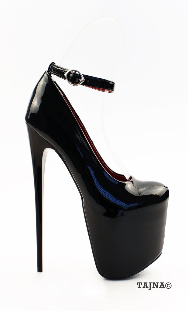 Black Patent Leather 19 cm High Heeled Platforms Tajna Shoes Tajna Club