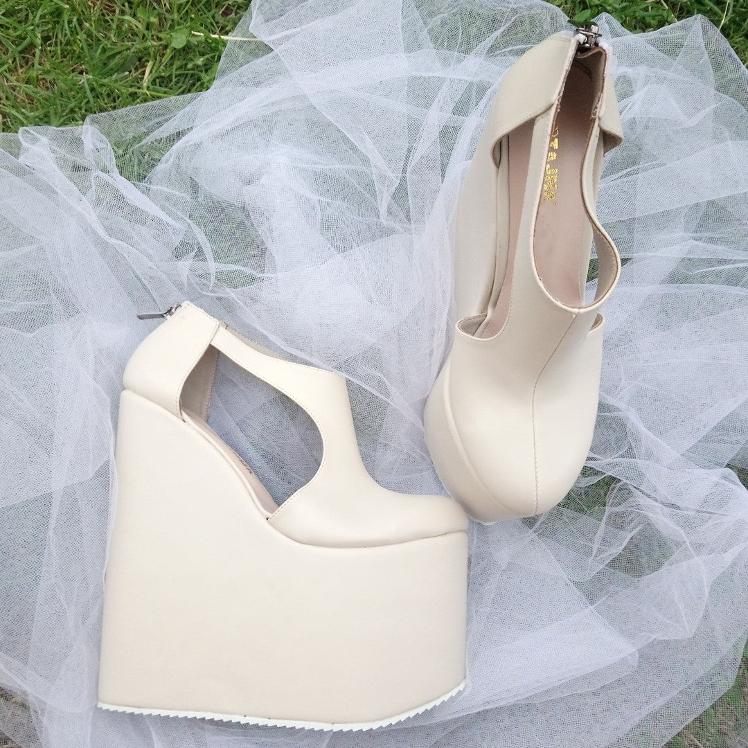 Beige wedges for wedding best sale