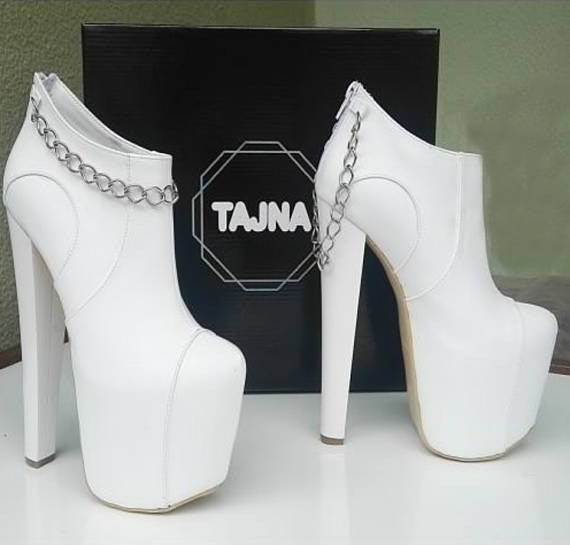 Etsy Sales - White Ankle Boots with Chain - Tajna Club