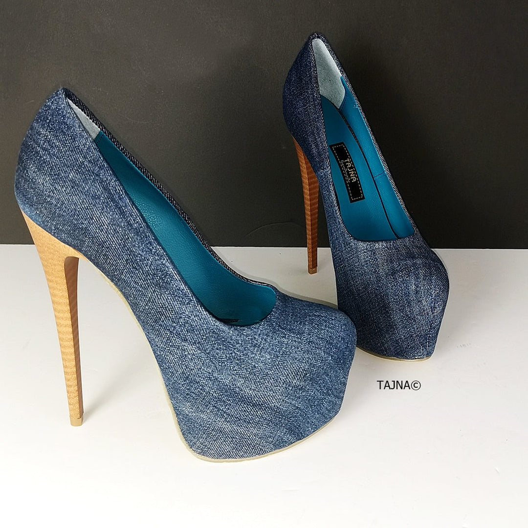 Jean High Heel Platform Pumps - Tajna Club