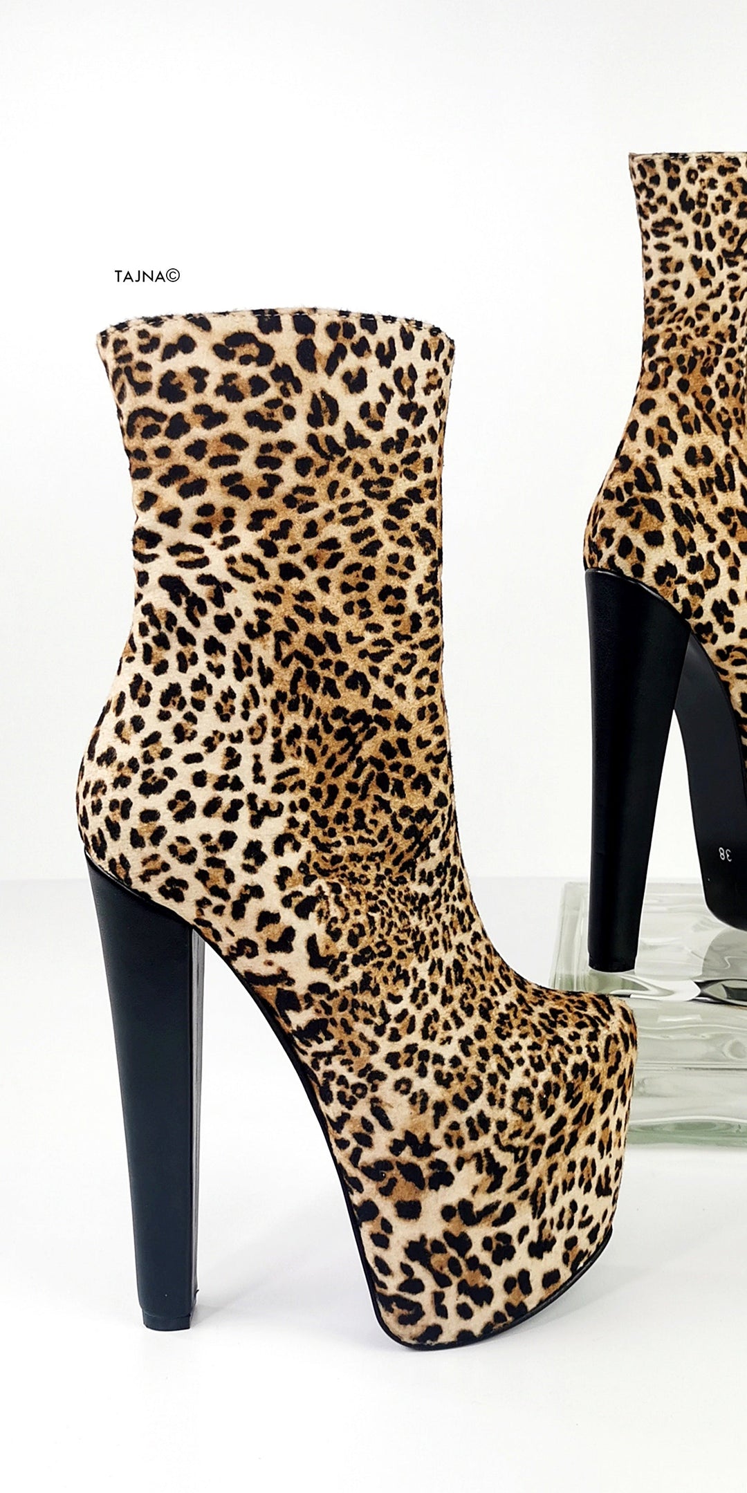 Leopard Chunky High Heel Boots - Tajna Club