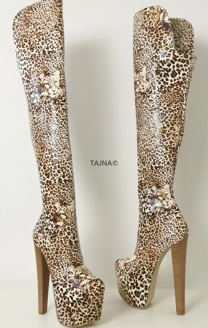 Leopard over knee boots top
