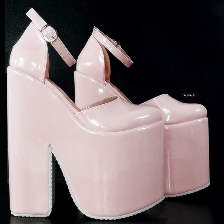 Light Pink Extreme Platform Wedges - Tajna Club