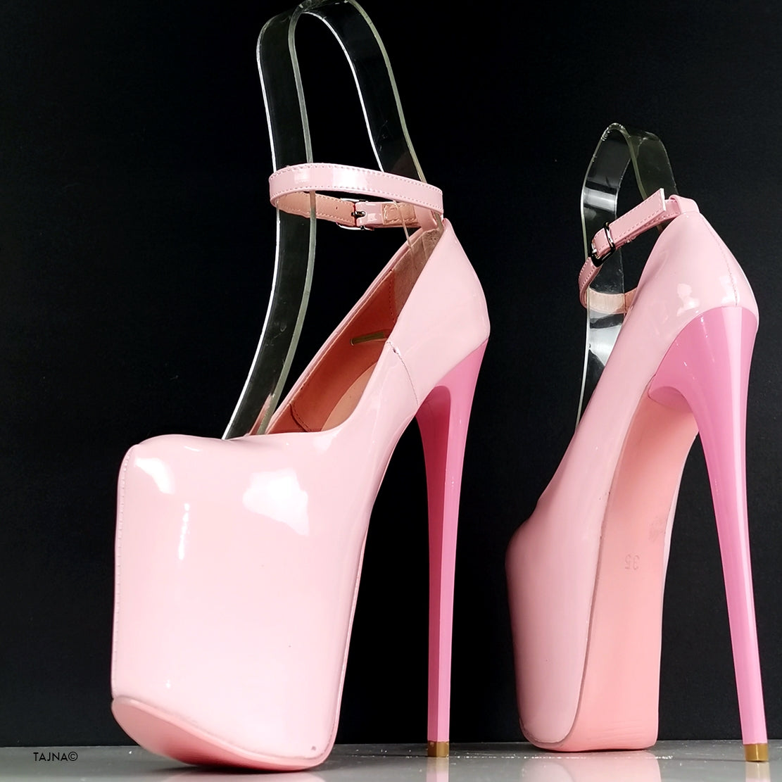 High Heels Pink Ankle Strap Pumps Miss Lola Kataya Pink Ankle