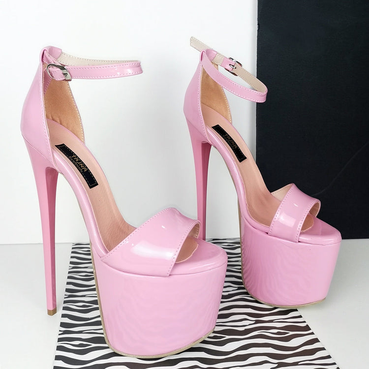 Light Pink Patent High Heel Sandals - Tajna Club