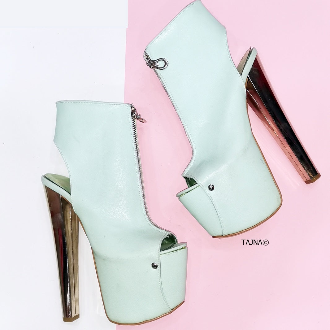 Nile Green Slingback Ankle Platforms - Tajna Club