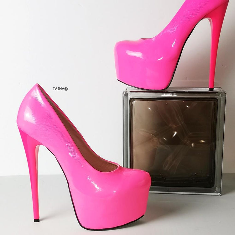 Neon Pink Patent High Heel Pumps - Tajna Club