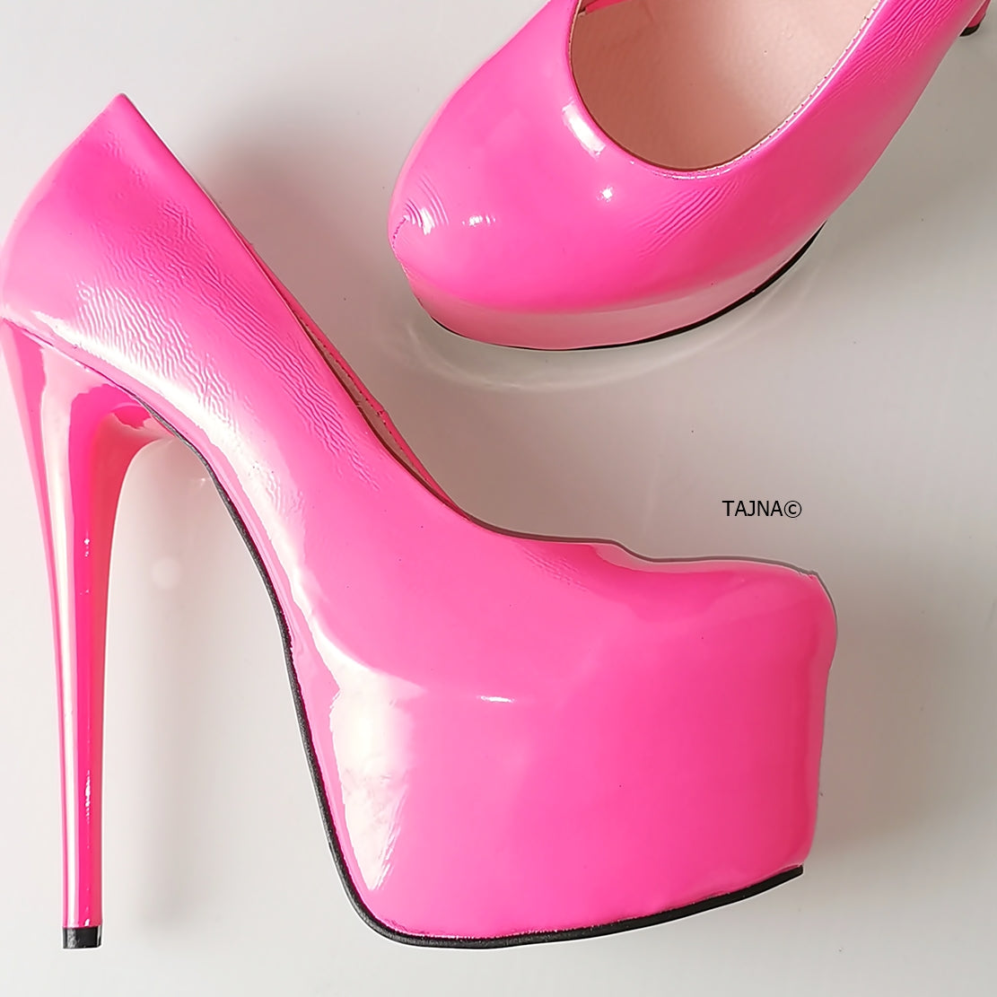 Neon Pink Patent High Heel Pumps - Tajna Club