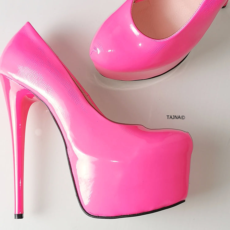 Neon Pink Patent High Heel Pumps - Tajna Club