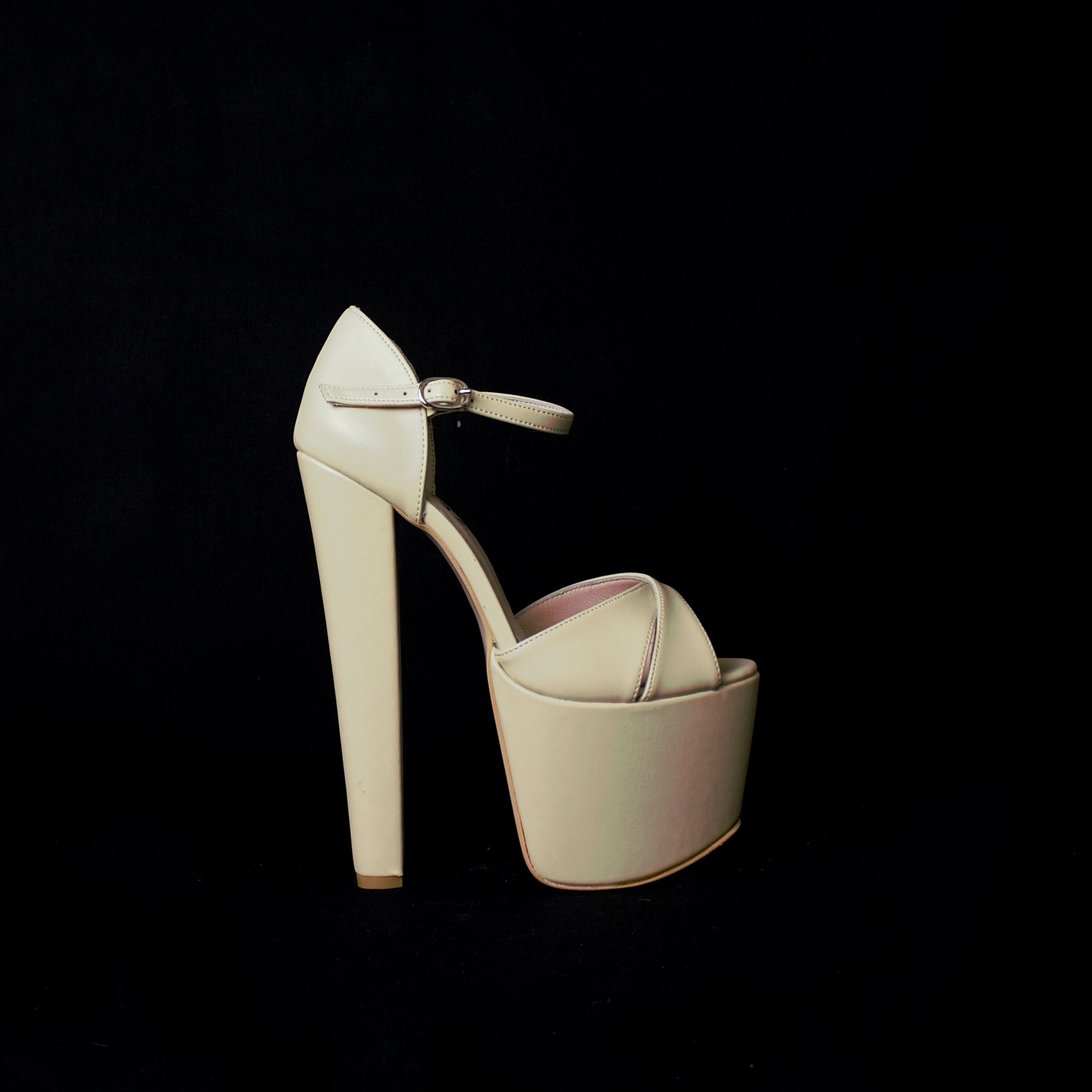 Nude Cream Strap Platform Heel Shoe - Tajna Club