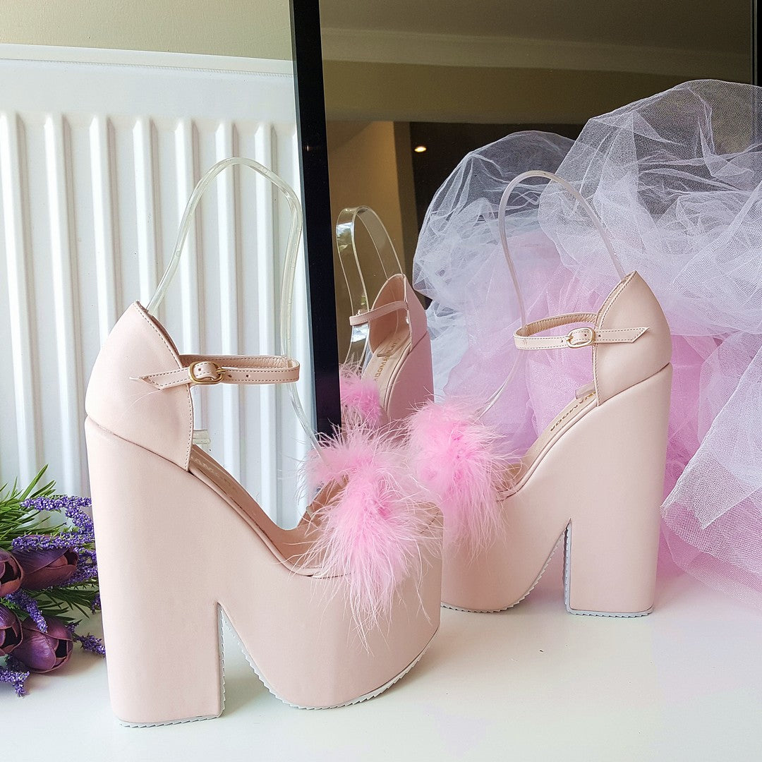Light Pink Fury High Heel Wedge Platform Wedges - Main Image