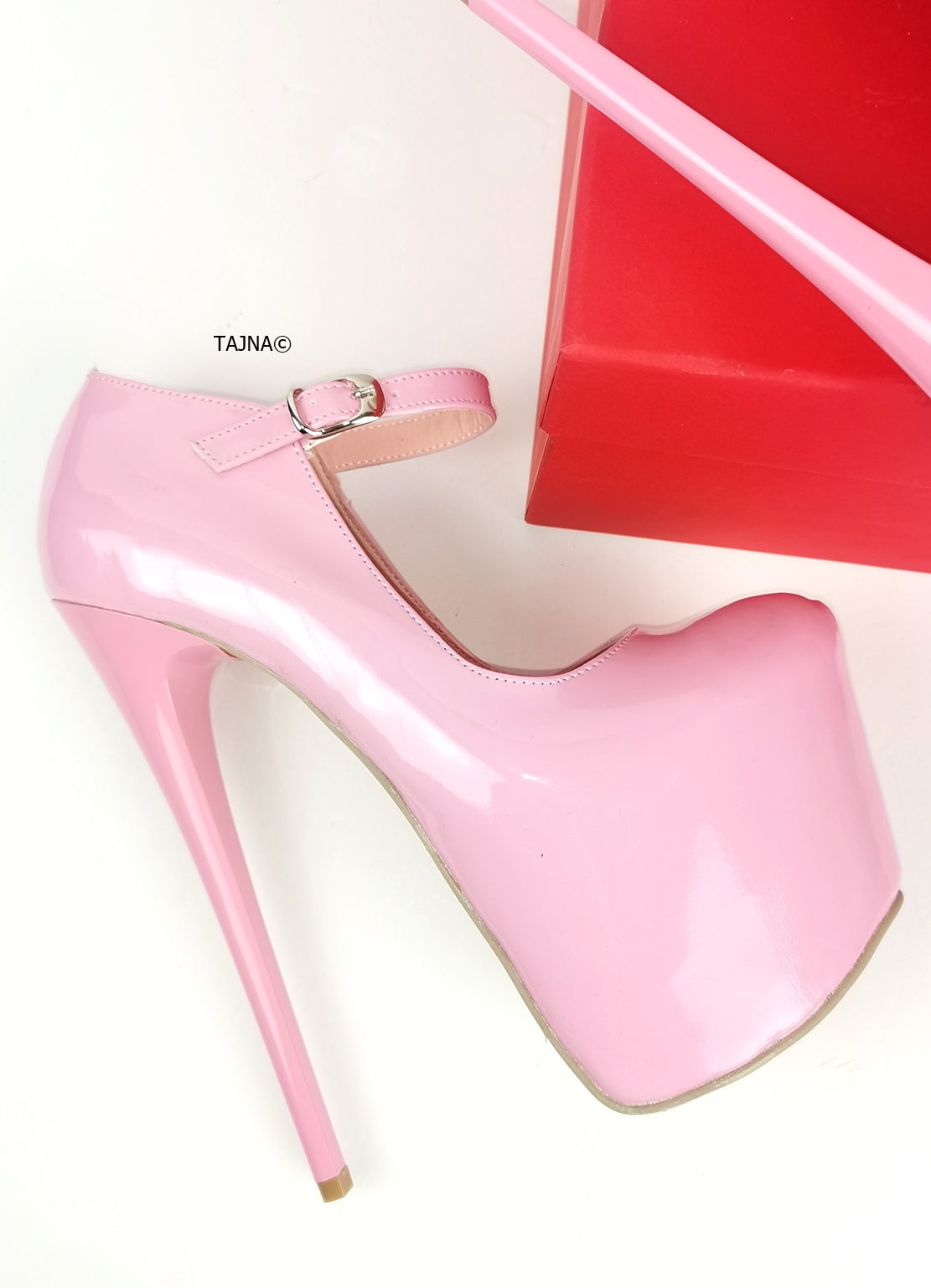 Light Pink Patent Mary Jane Heels - Tajna Club