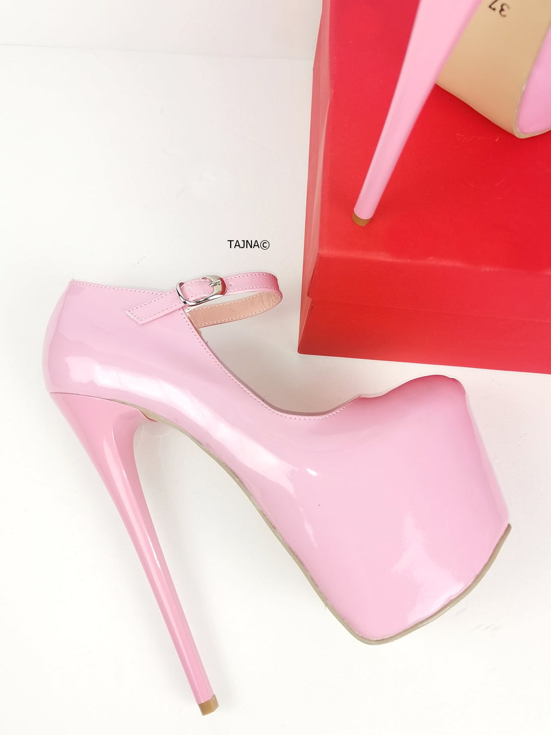 Light Pink Patent Mary Jane Heels - Tajna Club