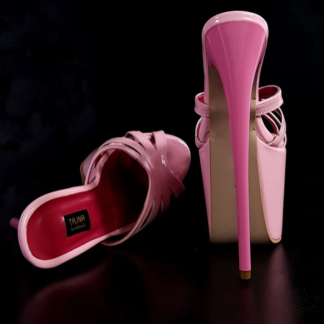 Light Pink Gloss High Heel Mules Tajna Club