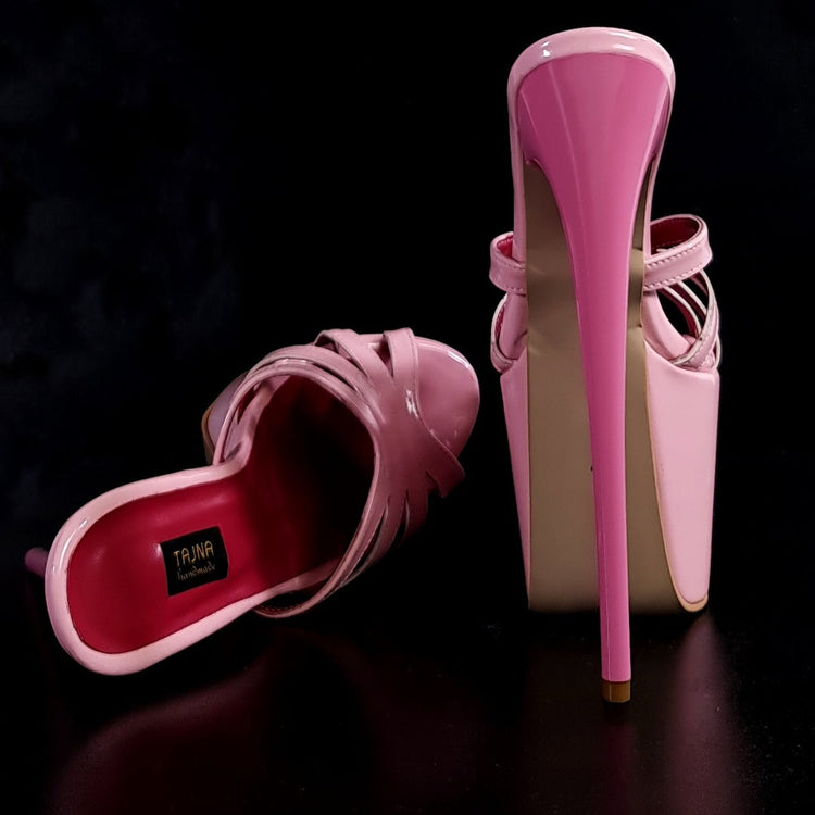 Light Pink Gloss High Heel Mules Tajna Club