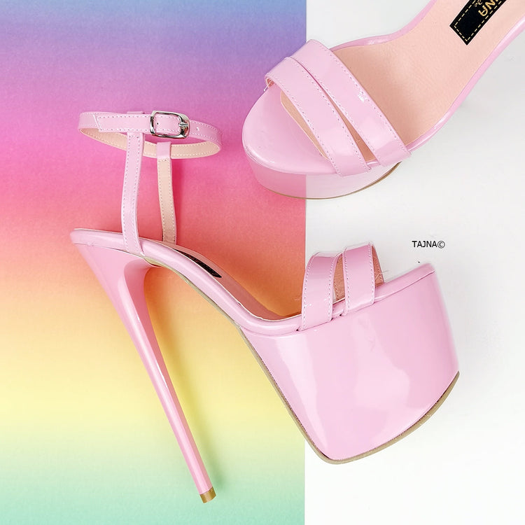 Light Pink Patent Sandal Heels - Tajna Club