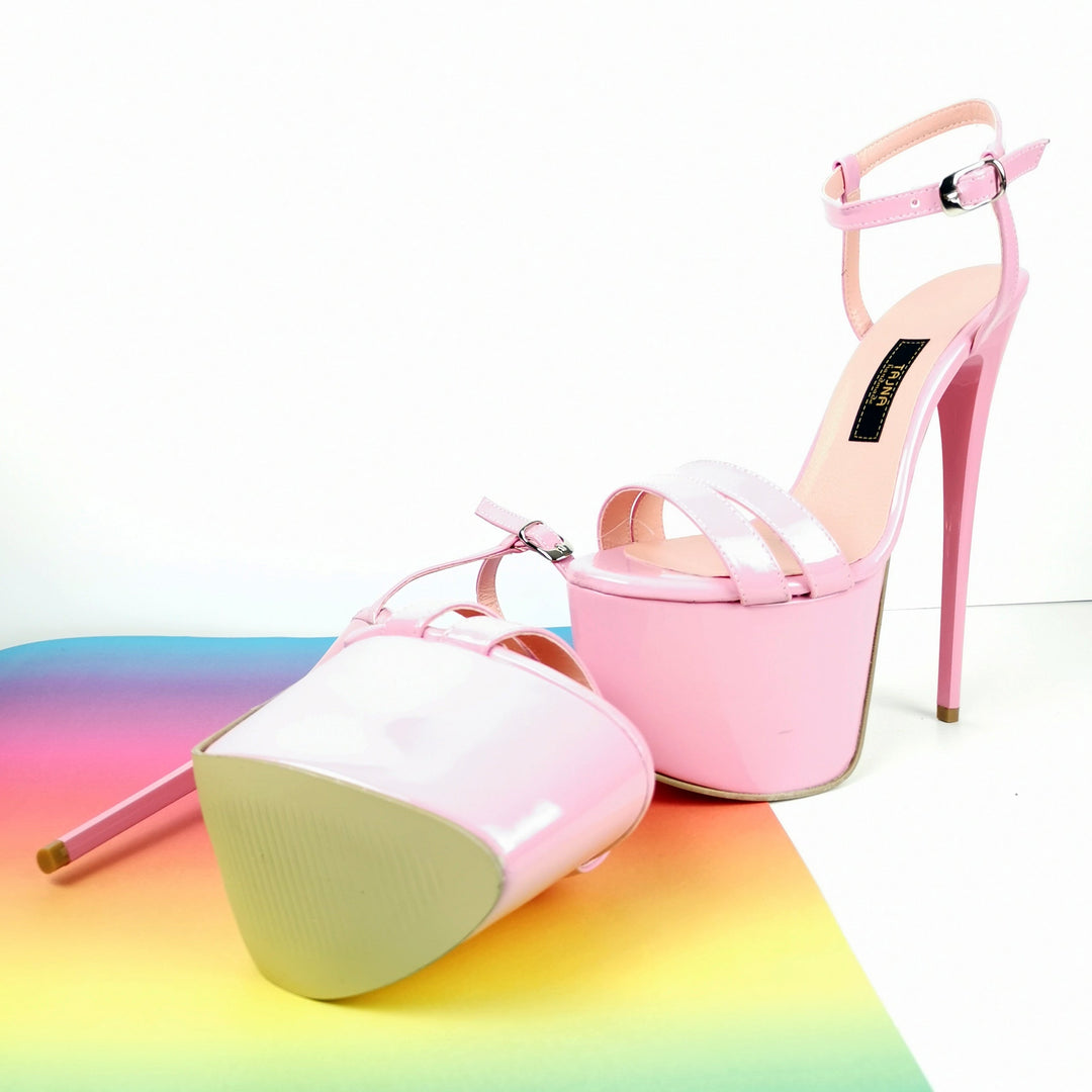 Light Pink Patent Sandal Heels - Tajna Club